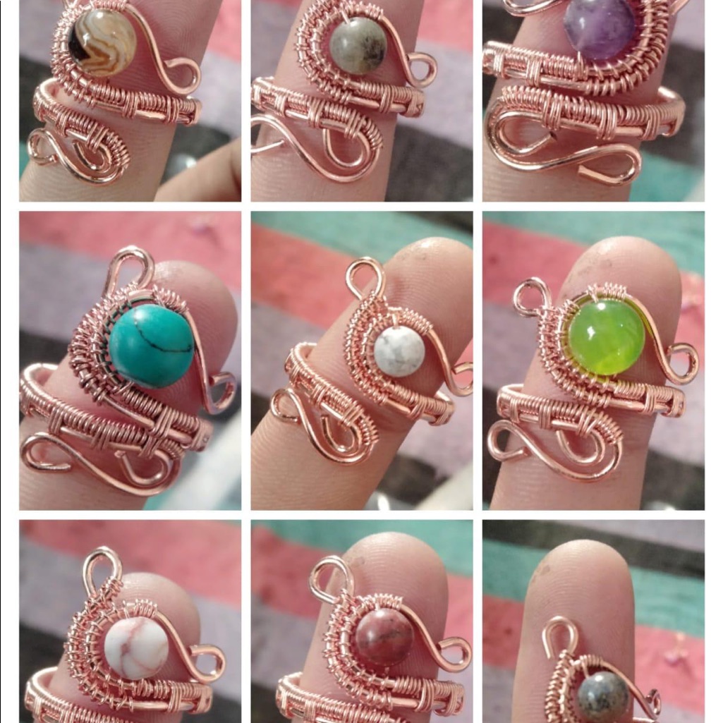 Ring Handmade Copper Different Stone Different Style